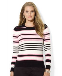 Lauren Ralph Lauren Plus Size Layered Look Striped Sweater   Sweaters   Plus Sizes