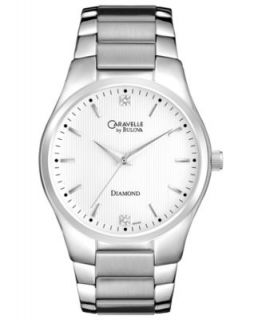 Caravelle New York by Bulova Watch, Mens Diamond Accent Stainless Steel Bracelet 41mm 45D106   Watches   Jewelry & Watches