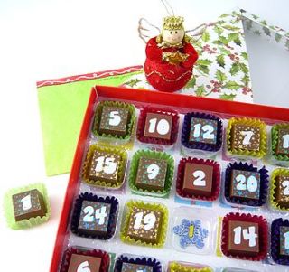 chocolate advent calendar in holly box by chocolate by cocoapod chocolate