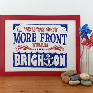 brighton linocut print by woah there pickle