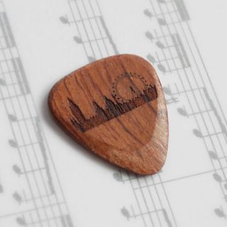 personalised wooden london skyline plectrum by maria allen boutique