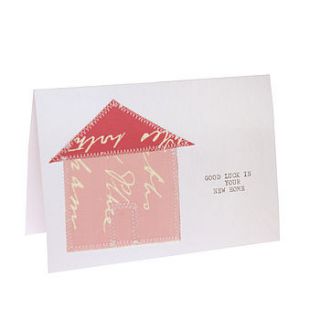 silk screen printed fabric new home card by lucie pritchard