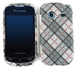 ACCESSORY MATTE COVER HARD CASE FOR SAMSUNG CHARACTER R640 GRAY WHITE PLAID Cell Phones & Accessories