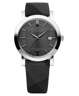 Burberry Watch, Mens Swiss Dark Gray Beat Check Cloth Strap 39mm BU1758   Watches   Jewelry & Watches