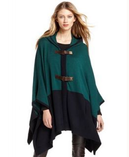 MICHAEL Michael Kors Sweater, Long Sleeve Colorblock Poncho Hooded   Sweaters   Women