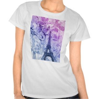 girly floral paris eiffel tower vintage t shirt