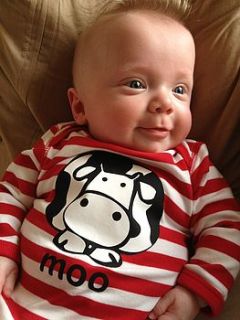 'cow says moo' romper suit by milk & cereal