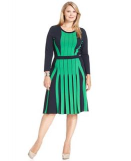 MICHAEL Michael Kors Plus Size Dress, Three Quarter Sleeve Colorblocked Sweater   Dresses   Plus Sizes
