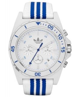 adidas Watch, Chronograph White and Blue Stripe Nylon Strap 44mm ADH2665   Watches   Jewelry & Watches