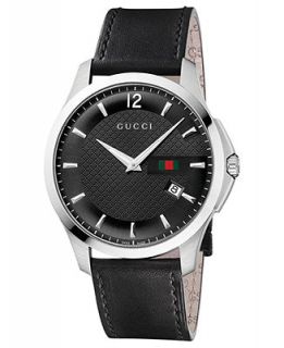 Gucci Watch, Mens Swiss G Timeless Black Leather Strap 40mm YA126304   Watches   Jewelry & Watches