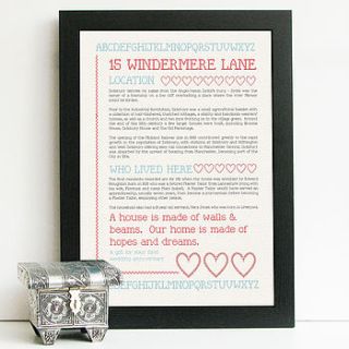 your home's history wedding anniversary print by afewhometruths