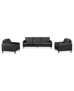 Carla Leather Living Room Furniture, 3 Piece Sofa Set (Sofa, Chair & Ottoman)   Furniture