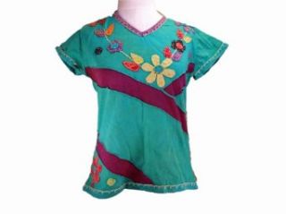 Cotton Bohemian Hobo Hippie Handmade T shirt Embroidered Nepal Fair Trade (Medium) Fashion T Shirts