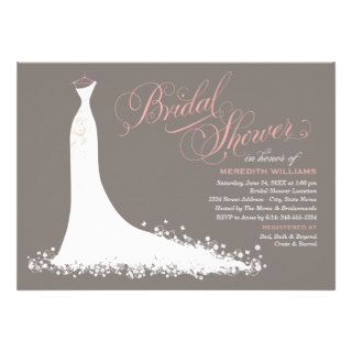 Bridal Shower Invitation  Elegant Wedding Gown Custom Announcements