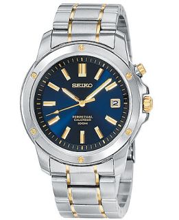 Seiko Mens Perpetual Calendar Two Tone Stainless Steel Bracelet Watch 39mm SNQ010   Watches   Jewelry & Watches