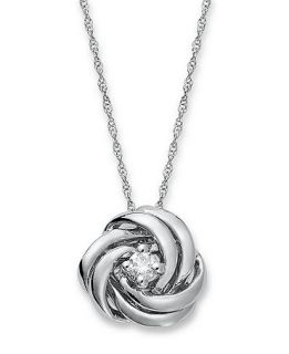 Wrapped in Love� Diamond Necklace, 14k White Gold Diamond Knot Pendant (1/10 ct. t.w.)   Necklaces   Jewelry & Watches