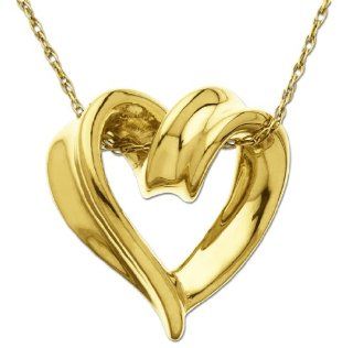 XPY 10k Yellow Gold High Polish Heart with Twist Design Pendant Necklace, 18" Jewelry