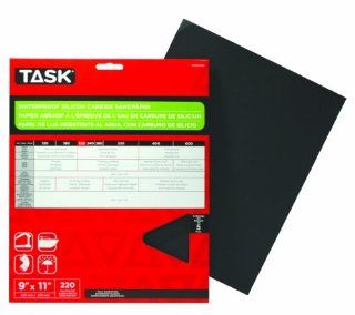 Task Tools PWD54220 9 Inch by 11 Inch Waterproof Silicon Carbide Sandpaper, 220 Grit, 5 Pack   Sandpaper Sheets  