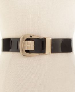 MICHAEL Michael Kors Leather Belt with MK Cutout Logo Disc Belt   Handbags & Accessories