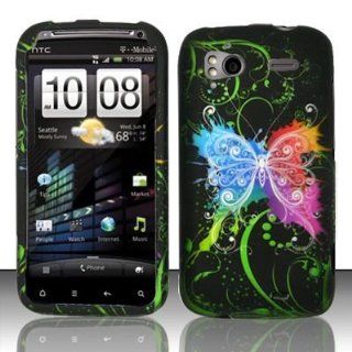 RAINBOW BUTTERFLY Hard Plastic Cover Design Matte Case for HTC Sensation 4G [In Twisted Tech Retail Packaging] Cell Phones & Accessories