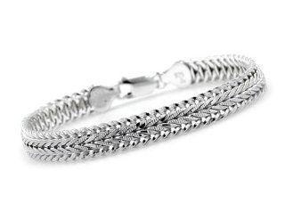 Sterling Silver Polished/Textured Mesh Link Bracelet   7" Jewelry