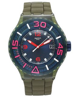 Swatch Watch, Unisex Swiss Whalebone Green Silicone Strap 44mm SUUG400   Watches   Jewelry & Watches