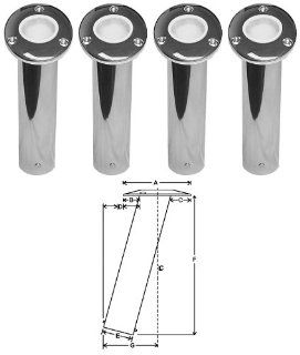 15 Degree Rod Holders, Cast Stainless Steel, Set of 4  Boating Deck Hardware  Sports & Outdoors