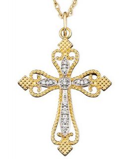 Diamond Necklace, 14k Gold Pendant Diamond Accent Cross   Necklaces   Jewelry & Watches