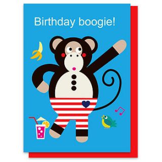 michael the monkey birthday boogie card by olive&moss