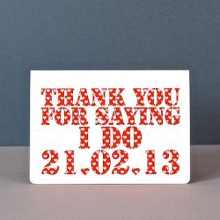 personalised thank you for saying 'i do' card by ruby wren designs