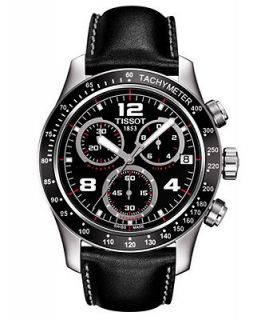 Tissot Watch, Mens Swiss Chronograph V 8 Black Leather Strap 43mm T0394171605702   Watches   Jewelry & Watches