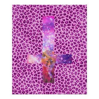 Inverted Cross & Pink Nebula Galaxy Crowned Fox Poster