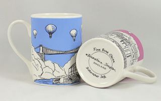 bristol bone china mug 'clifton balloons' by emmeline simpson