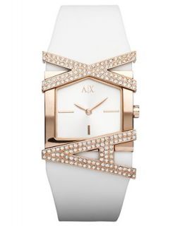 AX Armani Exchange Watch, Womens White Silicone Bracelet 39x28mm AX3122   Watches   Jewelry & Watches