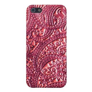 Paisley Faux Leather Red Covers For iPhone 5
