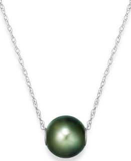 Pearl Necklace, 10k White Gold Tahitian Pearl Slide Pendant (9mm)   Necklaces   Jewelry & Watches