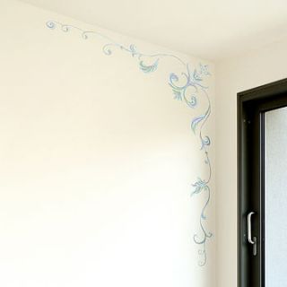 painted floral corner wall sticker by oakdene designs