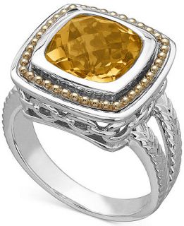 Sterling Silver and 18k Gold Citrine Ring (4 ct. t.w.)   Rings   Jewelry & Watches