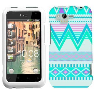HTC Rhyme Aztec Andes Tribal White and Teal Pattern Phone Case Cover Cell Phones & Accessories