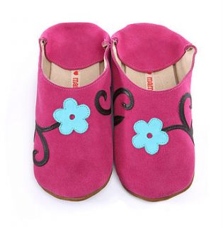 orchid flowers on candy shoes , slippers by starchild shoes