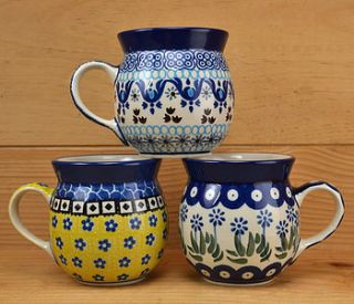 hand decorated tubby mug by blue dot pottery