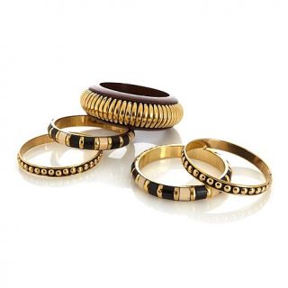 BAJALIA "Rukmini" Set of 5 Brass Adorned Bangle Bracelets