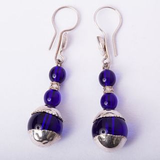 sterling silver and blue glass bead earring by alkina