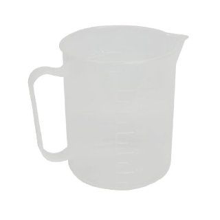 500mL Capacity Graduated Clear White Plastic Beaker w Handle Science Lab Filtering Funnels
