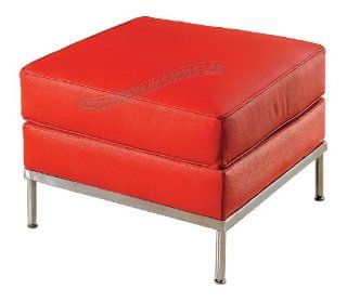 Modern Le Corbusier Style Red Leather Ottoman   Modern Ottoman Coffee Table