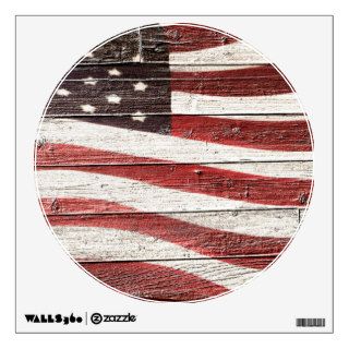Painted American Flag on Rustic Wood Texture Wall Decals