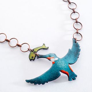 kingfisher enamel necklace by saba jewellery