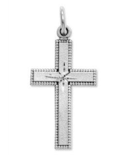 14k White Gold Charm, Beveled Cross Charm   Jewelry & Watches