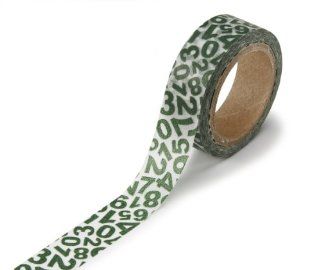 DARICE 1217 147 Washi Tape Roll, 5/8 by 315 Inch, White with Green Letter "P"