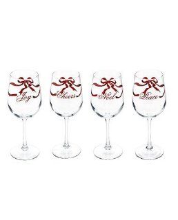 Martha Stewart Collection Glassware, Set of 4 Holiday Garden Sentiment Wine Glasses Wine Glass Tags Kitchen & Dining